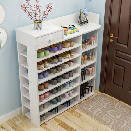 Shoe Cabinet/Shoe Rack (100 × 104 × 24 cm) – Sturdy, Multipurpose Décor Stand (White)