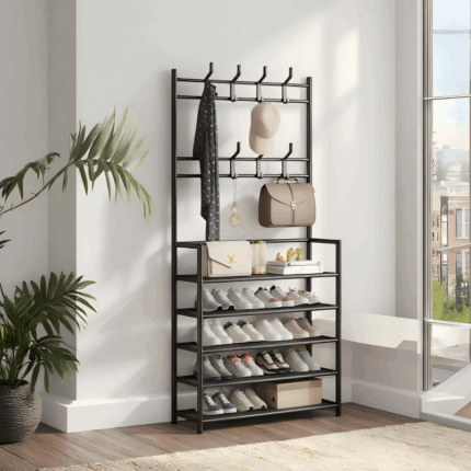 HIGH Strong Metallic 5-Layer Multipurpose Shoe & Cloth Rack