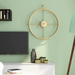 Large Simple Home Decor Wall Clock – 50 cm Gold