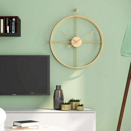 Large Simple Home Decor Wall Clock – 50 cm Gold