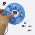 Alarm Clock Pill Dispenser – 7-Compartment Electronic Medication Reminder (PP+ABS, Blue, 4-Alarm)