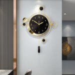 Modern Luxury Giant Wall Clock – Gold Round Creative Nordic Metal Digital Wall Clock