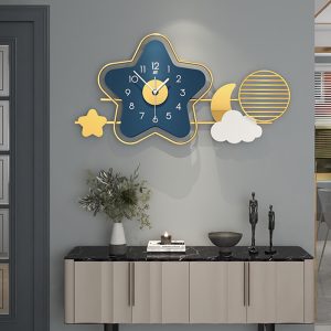 Creative Star Wall Clock – Silent Quartz Metal Frame