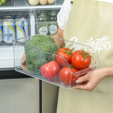 Acrylic Fridge Storage Box – Large Capacity, Built-in Draining Board, Durable Clear Acrylic