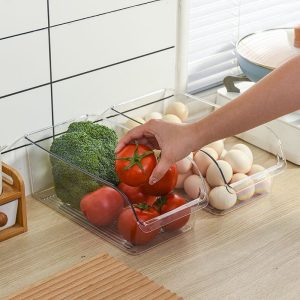 Acrylic Fridge Storage Box – Large Capacity, Built-in Draining Board, Durable Clear Acrylic