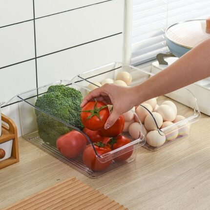 Acrylic Fridge Storage Box – Large Capacity, Built-in Draining Board, Durable Clear Acrylic
