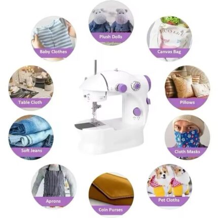 Mini Sewing Machines Handheld Sewing Machine with Light Cutter Foot Pedal Portable Night Light Sewing Machine
