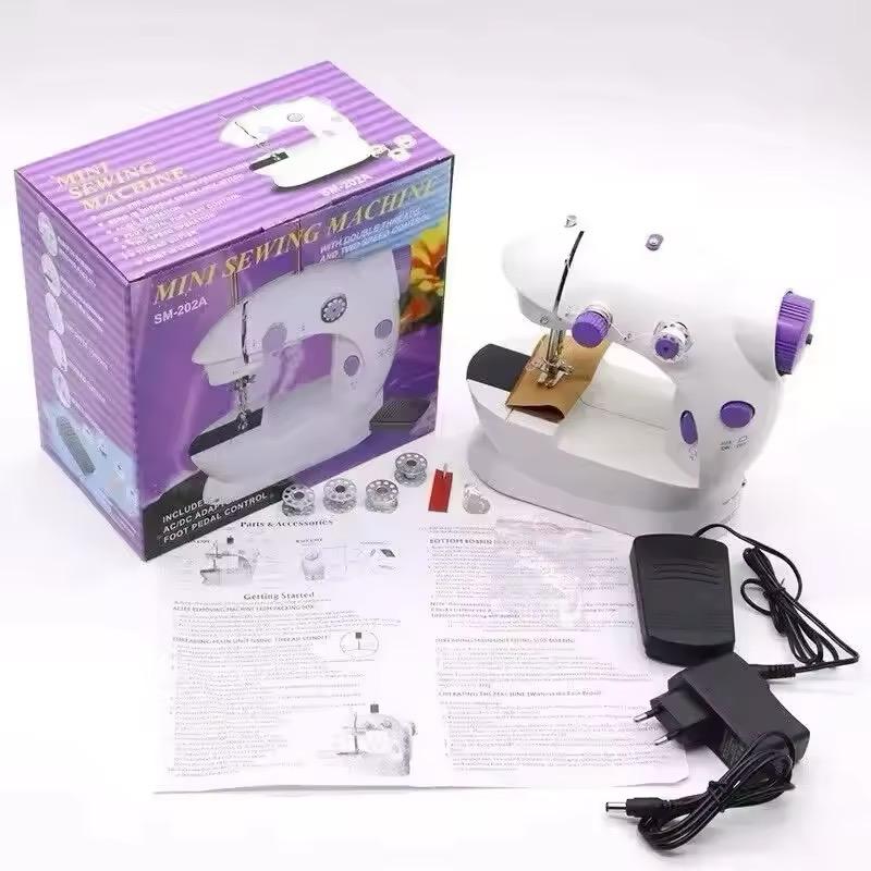 Mini Sewing Machines Handheld Sewing Machine with Light Cutter Foot Pedal Portable Night Light Sewing Machine