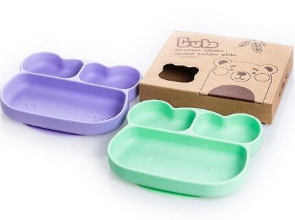 Silicone STICKIE PLATE No spill snack bowl with partitions – Baby feeding training