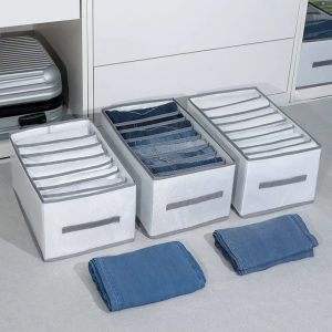 8-Grid Jeans Compartment Storage Box – Stackable, Washable Drawer Divider