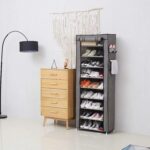 10-Tiers Non-Woven Fabric Shoe Rack Organizer (Black, Grey, Navy Blue)