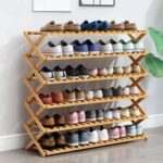 6-Tier Brown Foldable Bamboo Shoe Rack – Durable & Eco-Friendly Shoe Organizer