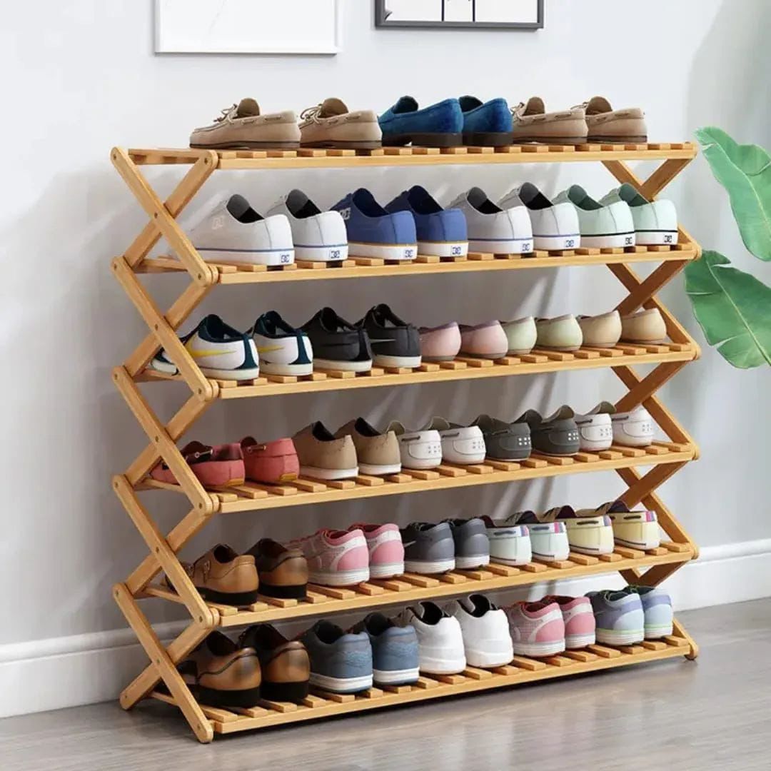 6-Tier Brown Foldable Bamboo Shoe Rack 6-Tier Brown Foldable Bamboo Shoe Rack – Durable & Eco-Friendly Shoe Organizer