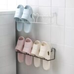2 pair Slipper Steel Rack (Self-Adhesive, Punch-Free, Wall-Mounted)
