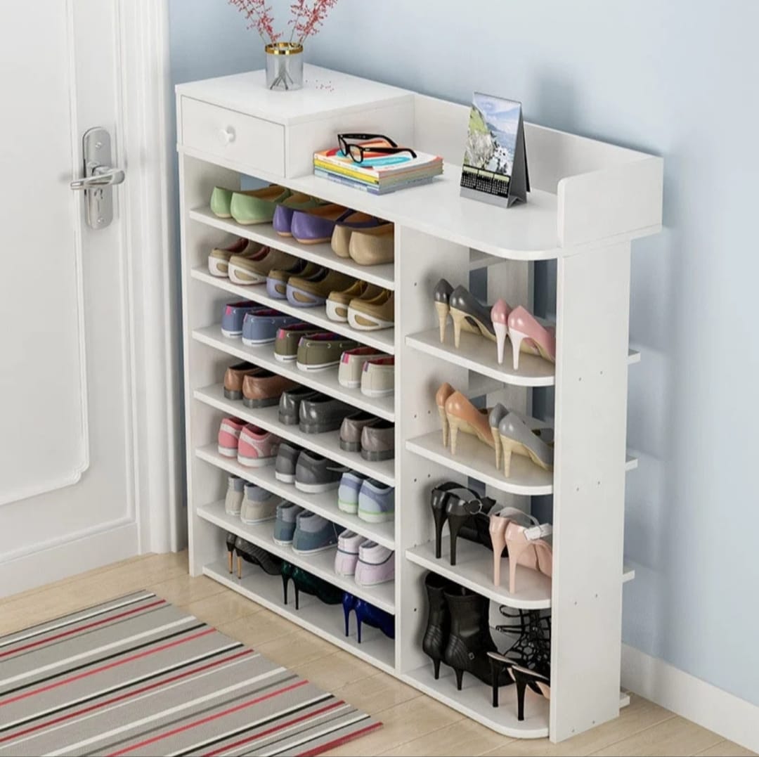 Shoe Cabinet/Shoe Rack (100 × 104 × 24 cm) Shoe Cabinet/Shoe Rack (100 × 104 × 24 cm) – Sturdy, Multipurpose Décor Stand (White)