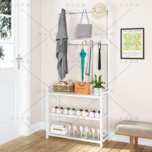 Perfect Combo Multifunctional Bamboo Rack – Modern Entryway Shoe & Coat Organizer