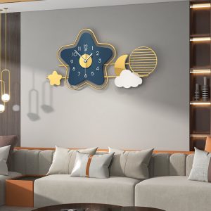 Creative Star Wall Clock – Silent Quartz Metal Frame