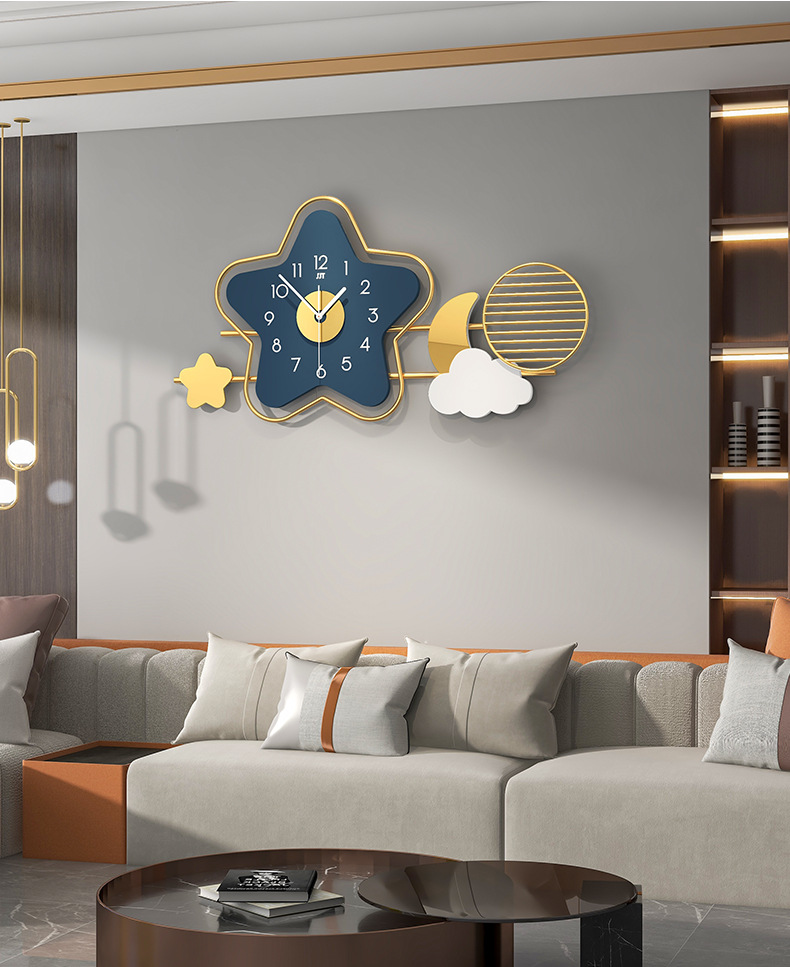 Creative Star Wall Clock Creative Star Wall Clock – Silent Quartz Metal Frame