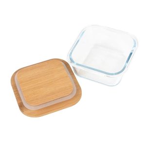 3 Pcs Glass Bowls with Bamboo Lid