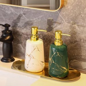 Marble Ceramic Soap Dispenser – Green / Black / White