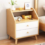 Bedside Table with Shelf and 2 Drawers