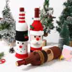 Woven Christmas Wine Bottle Cover Set