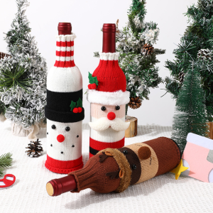 Woven Christmas Wine Bottle Cover Set