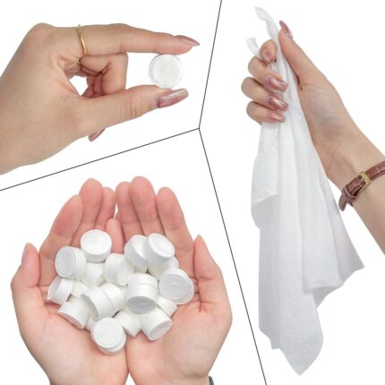 100Pcs Magic Compressed Compact Towels – Expandable Travel & Disposable Hand/Face Wipes