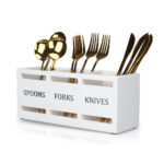 Wooden Cutlery Holder – 3-Compartment Durable Wooden Organizer