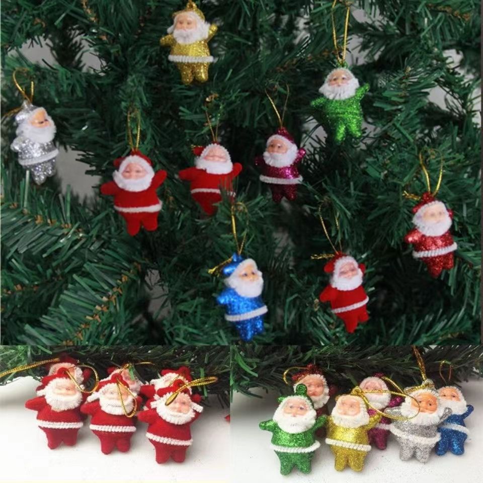 6pcs Colourful Christmas Santa Claus Ornaments Xmas Tree Hanging Decoration