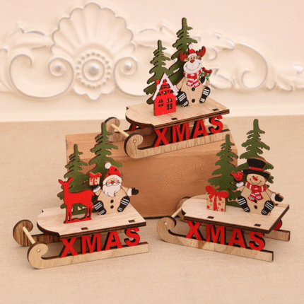 Santa Claus Sleigh Ornament – Desk Topper DIY Wooden Craft Christmas Decoration
