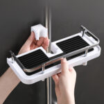 Shower Shelf Home Bathroom – Bathroom Lift Bracket (No Holes) & Shower Rod Storage Tray