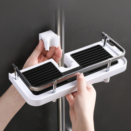 Shower Shelf Home Bathroom – Bathroom Lift Bracket (No Holes) & Shower Rod Storage Tray