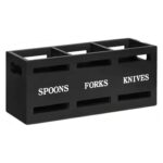 Wooden Cutlery Holder – 3-Compartment Durable Wooden Organizer