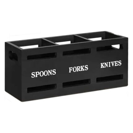 Wooden Cutlery Holder – 3-Compartment Durable Wooden Organizer