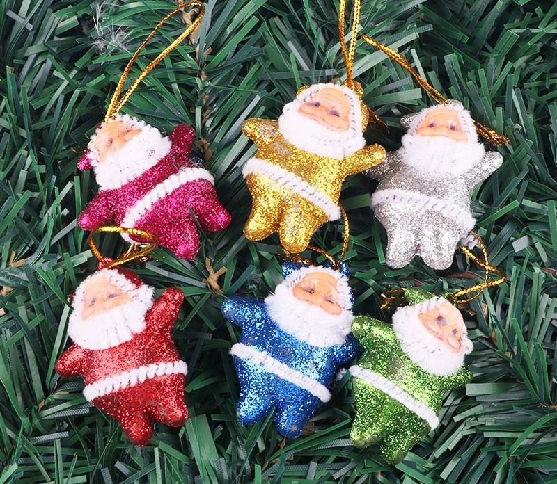 6pcs Colourful Christmas Santa Claus Ornaments Xmas Tree Hanging Decoration