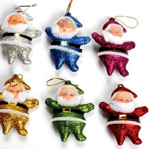 6pcs Colourful Christmas Santa Claus Ornaments Xmas Tree Hanging Decoration