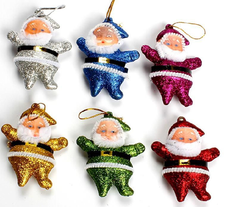 6pcs Colourful Christmas Santa Claus Ornaments Xmas Tree Hanging Decoration