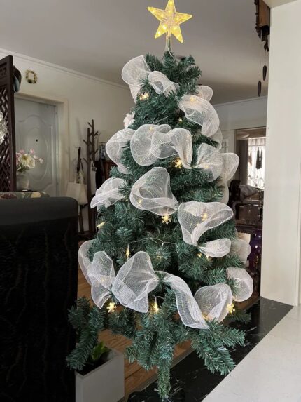 Christmas Ribbon Tree Decoration Mesh Tulle Roll Fabric