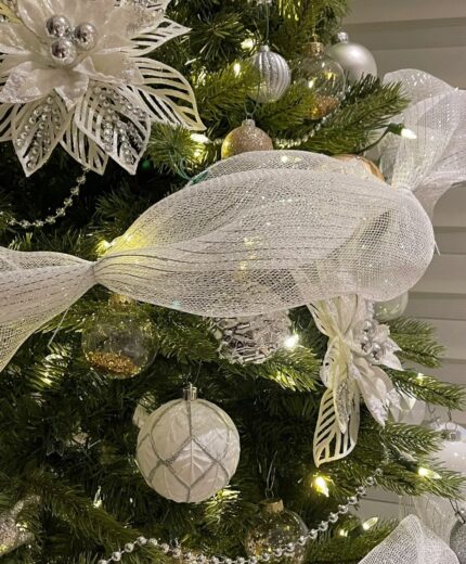 Christmas Ribbon Tree Decoration Mesh Tulle Roll Fabric