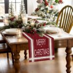 Merry Christmas Linen Table Runner