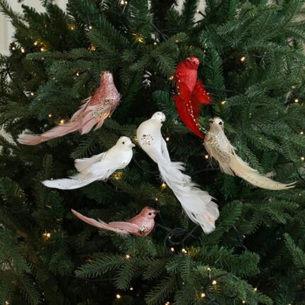 Colorful Foam Christmas Birds Ornament – Artificial Bird Pendant Handmade Decorative Props