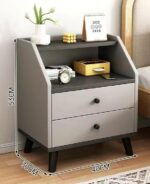 Bedside Table with Shelf and 2 Drawers