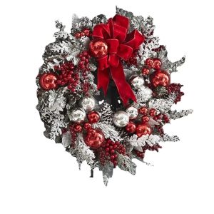 Christmas Wreath Rattan Set – Door Wreath & Flower Garland Outdoor Home Decor