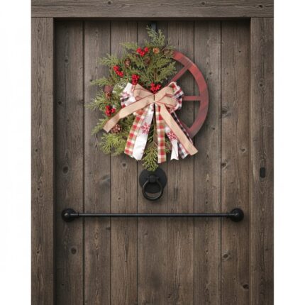 Festive Wagon Wheel Christmas Wreath