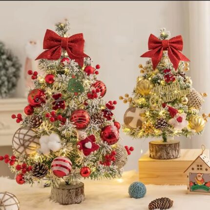 Fully Decorated Tabletop Christmas Tree with Lights & Ornaments