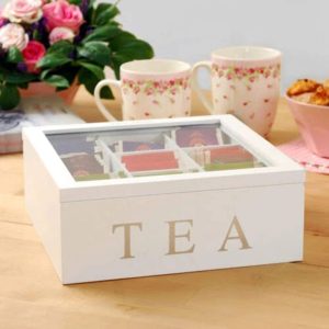 Elegant 9-Grid Bamboo Tea Bag Organizer – Eco-Friendly Storage Box with Clear Lid