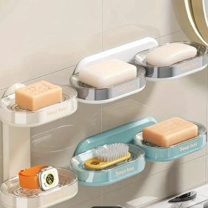 Double-Layered Soap Dish – Dual Tier Drainage ABS Bathroom Holder