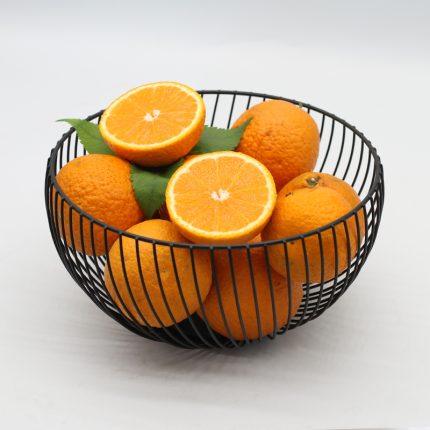Round Decorative Fruit Basket – Black & Gold Metallic Fruit Bowl
