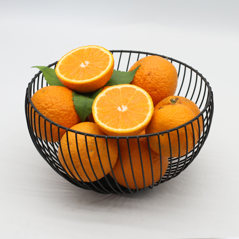 Round Decorative Fruit Basket – Black & Gold Metallic Fruit Bowl